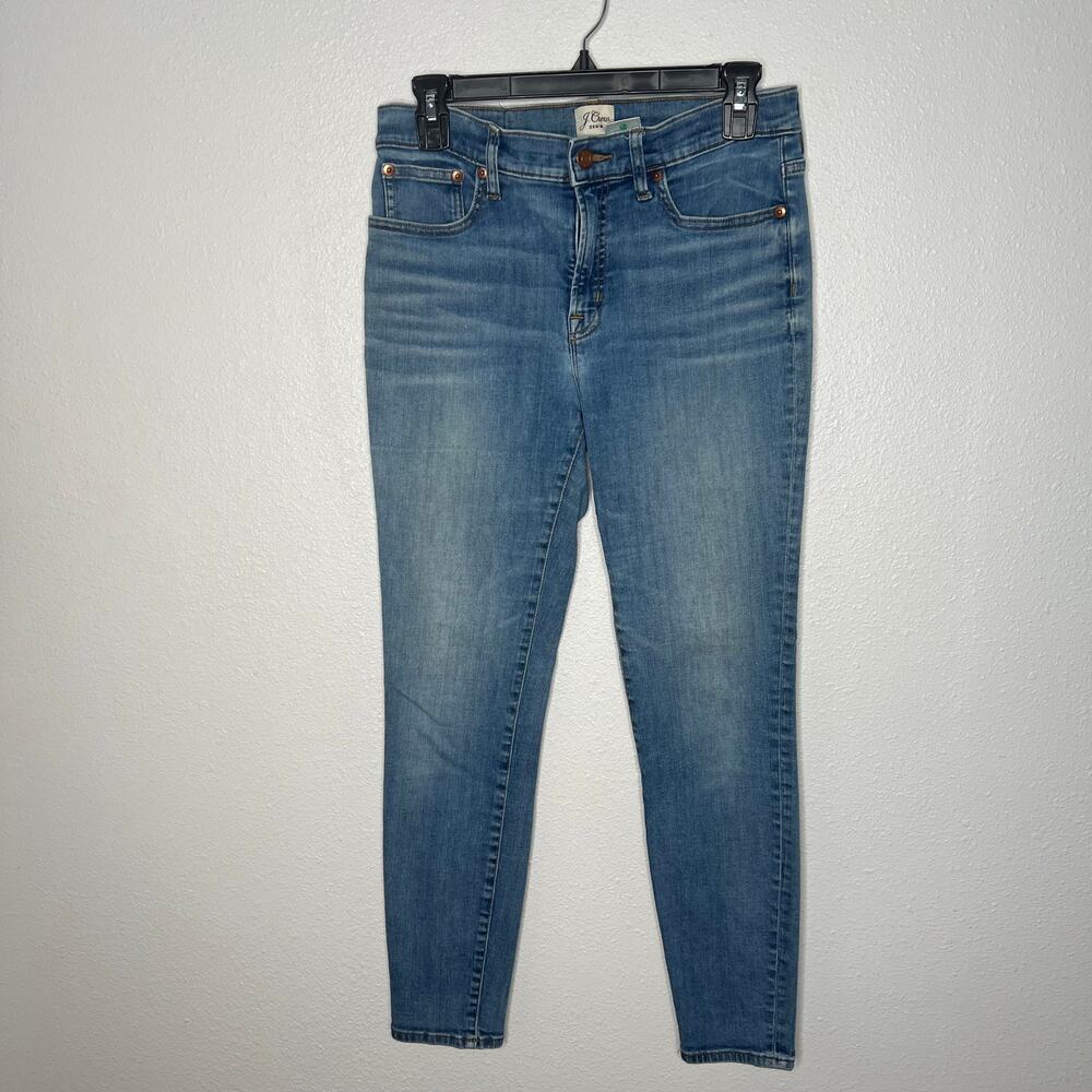 J. Crew Denim Jeans Blue High Waist 5-Pocket Button Zip Ankle Sz 29